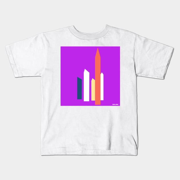 satellite towers art in mexican landscape wallpaper of modern architecture ecopop 2 Kids T-Shirt by jorge_lebeau